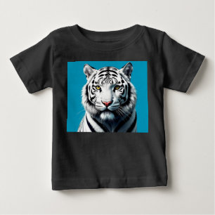 Camiseta De Bebé Arte pop del tigre blanco - Gato salvaje fuerte y 
