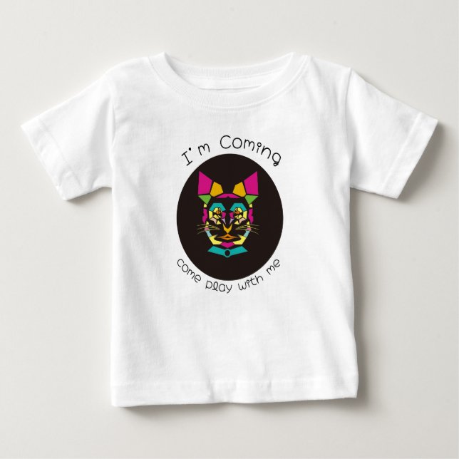 Camiseta De Bebé arte pop gato (Anverso)