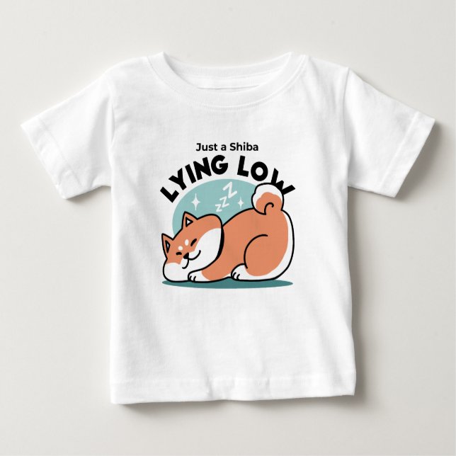 Camiseta De Bebé Arte Shiba Inu relajado: Solo un Shiba bajo tierra (Anverso)