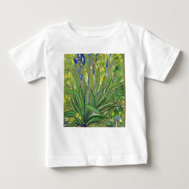 Camiseta De Bebé Arte Van Gogh Irises, reproducción acrílica (Anverso)