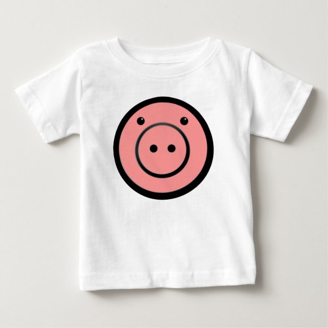 Camiseta De Bebé Arte vectorial de cerdito rosa kawaii lindo (Anverso)