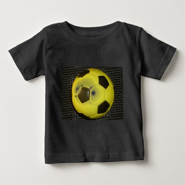 Camiseta De Bebé Arte vibrante de fútbol amarillo y negro (fútbol) (Anverso)