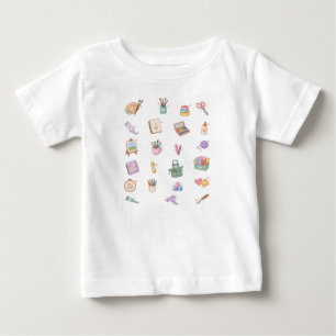 Camiseta De Bebé Arte y suministros de manualidades pastel adorable