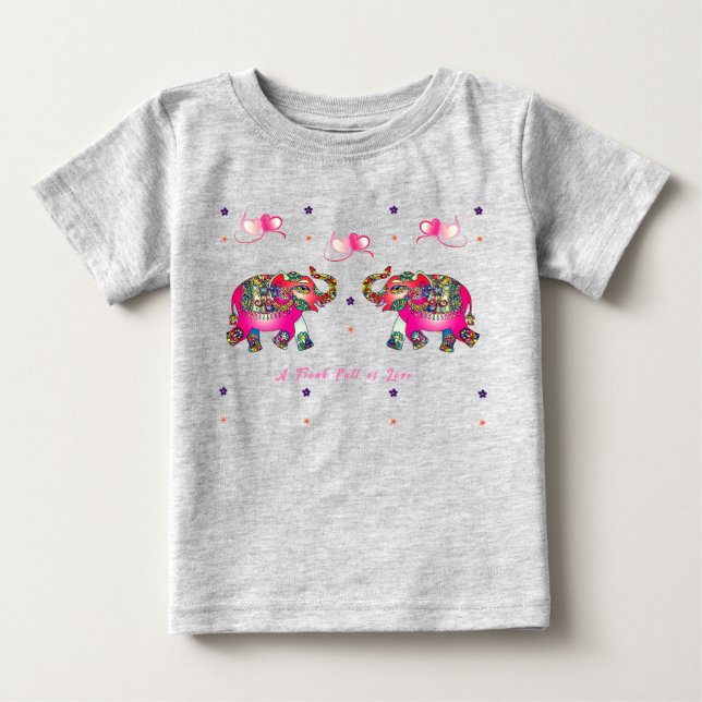 Camiseta De Bebé Artesanal Elefante de Niño Pequeño Adorable (Anverso)