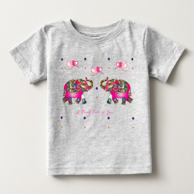 Camiseta De Bebé Artesanal Elefante de Niño Pequeño Lindo (Anverso)
