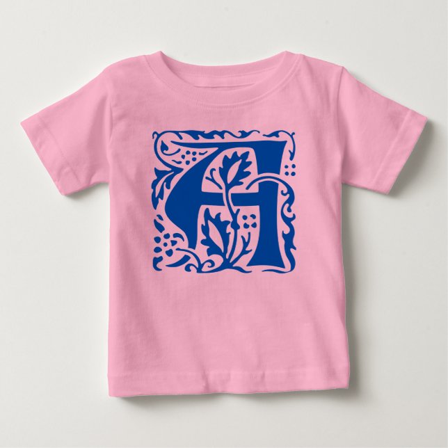 Camiseta De Bebé Artesanías de época Monograma del azul William Mor (Anverso)