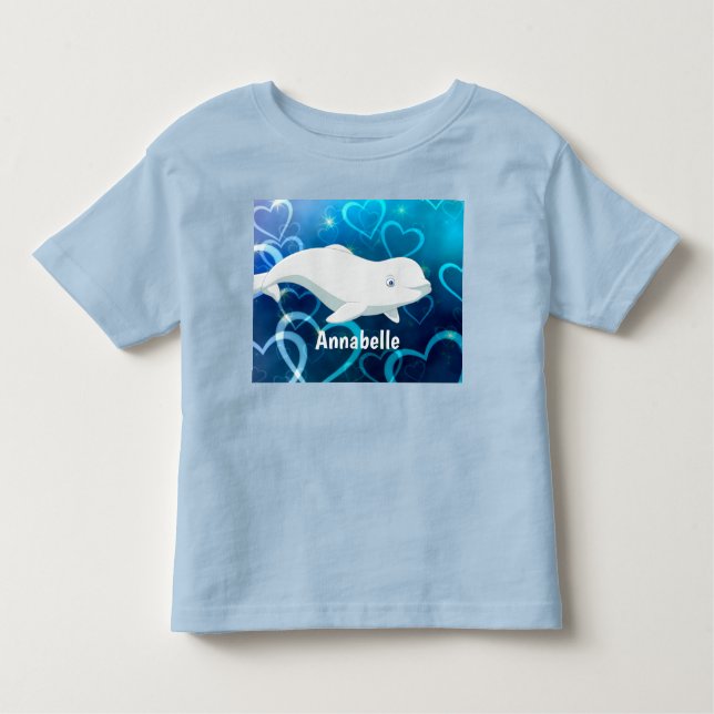 Camiseta De Bebé Artico Beluga de ballena y corazón azul personaliz (Anverso)