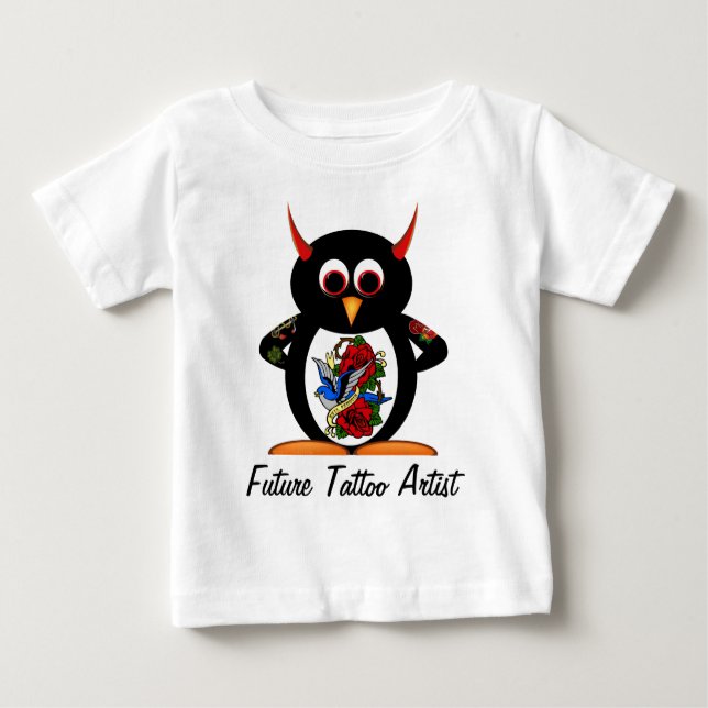 Camiseta De Bebé Artista futuro del tatuaje del pingüino malvado (Anverso)