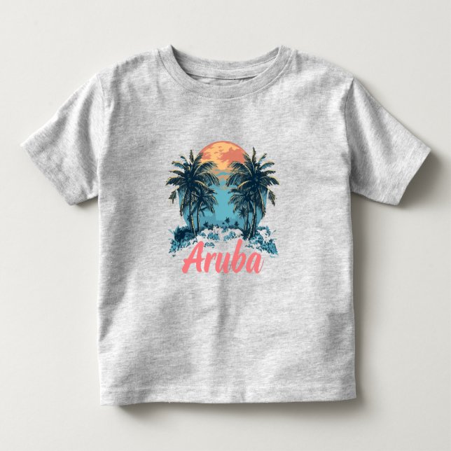 Camiseta De Bebé Aruba Island Design (Versión 2) - Toddler Fine Jer (Anverso)