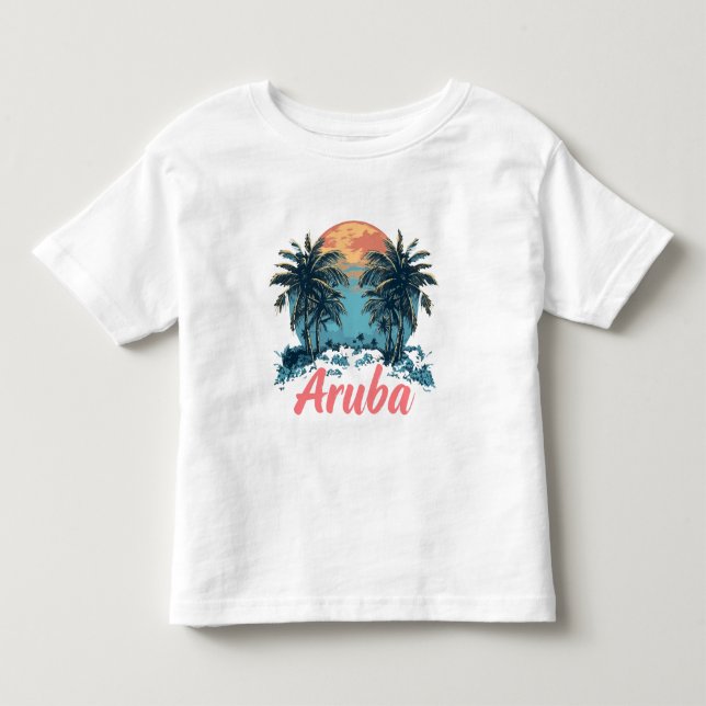 Camiseta De Bebé Aruba Island Design (Versión 2) - Toddler Fine Jer (Anverso)