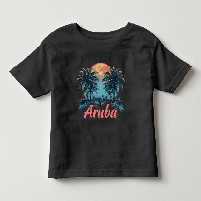 Camiseta De Bebé Aruba Island Design (Versión 2) - Toddler Fine Jer (Anverso)