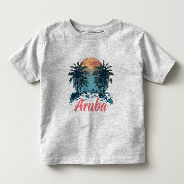 Camiseta De Bebé Aruba Island Design (Versión 2) - Toddler Fine Jer (Anverso)