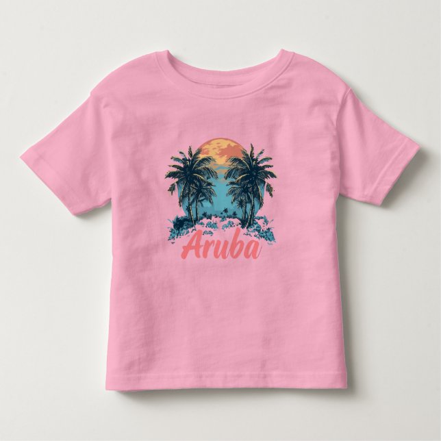 Camiseta De Bebé Aruba Island Design (Versión 2) - Toddler Fine Jer (Anverso)