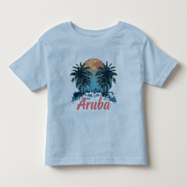Camiseta De Bebé Aruba Island Design (Versión 2) - Toddler Fine Jer (Anverso)