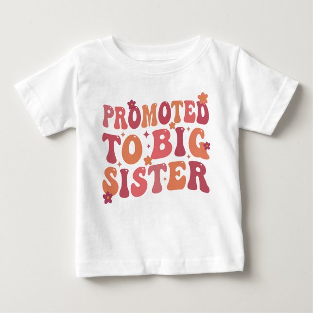 Camiseta De Bebé Ascendida a Hermana Mayor Groovy otoño (Anverso)