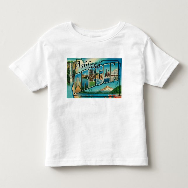 Camiseta De Bebé Ashland, Oregon - escenas grandes de la letra (Anverso)