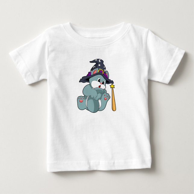 Camiseta De Bebé Asistente para gato con varita mágica y Gorra (Anverso)