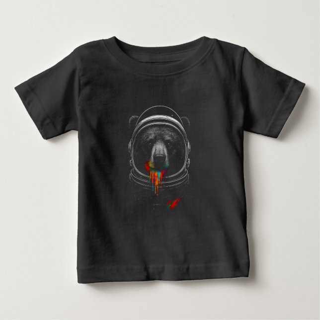 Camiseta De Bebé Astronaut Bear with Neon Paint Drips Cosmic Animal (Anverso)