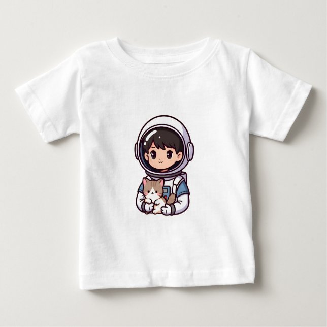 Camiseta De Bebé Astronaut Boy N' Cat Cute Cartoon Dreamer (Anverso)