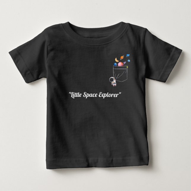 Camiseta De Bebé Astronauta Adorable en Bolsillo con Planetas Flota (Anverso)