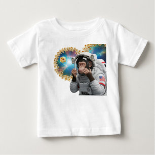 Camiseta De Bebé Astronauta chimpancé flotando con palomitas cósmic
