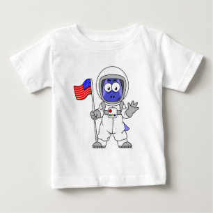 Camiseta De Bebé Astronauta de Parasaurolophus con bandera estadoun