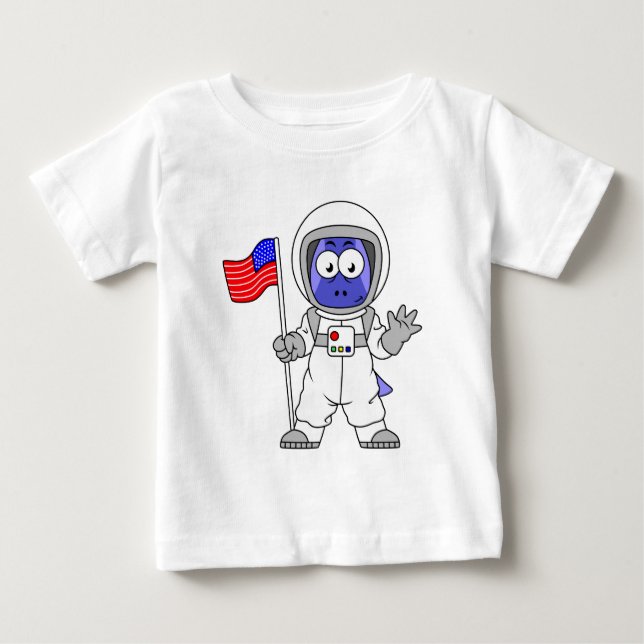 Camiseta De Bebé Astronauta de Parasaurolophus con bandera estadoun (Anverso)