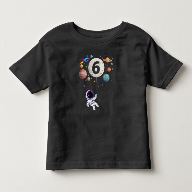 Camiseta De Bebé Astronauta de planetas de cumpleaños de 6 años (Anverso)