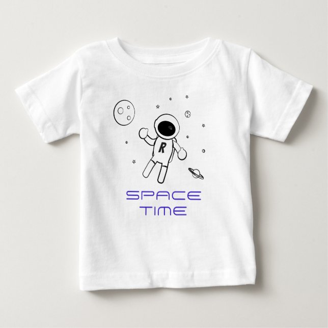 Camiseta De Bebé Astronauta en el espacio - Arte en negro, blanco y (Anverso)