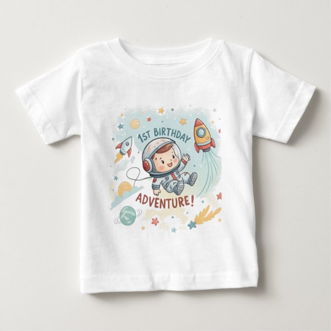 Camiseta De Bebé Astronauta Estrellas estrelló al niño del primer c (Anverso)