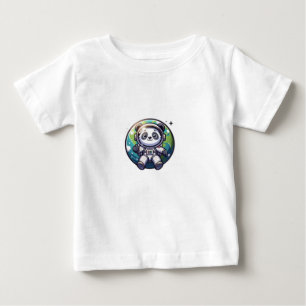 Camiseta De Bebé Astronauta lindo Panda flotando en la tierra delan