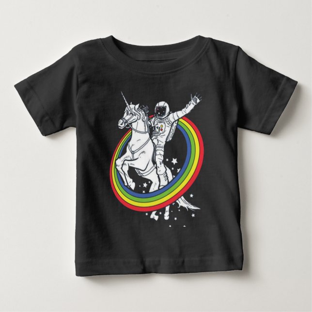 Camiseta De Bebé Astronauta montando un unicornio (Anverso)