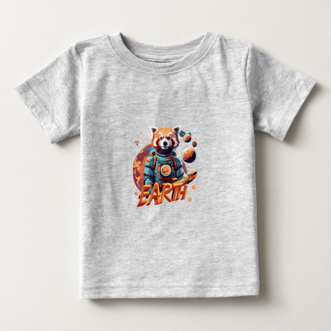 Camiseta De Bebé Astronauta panda roja (Anverso)