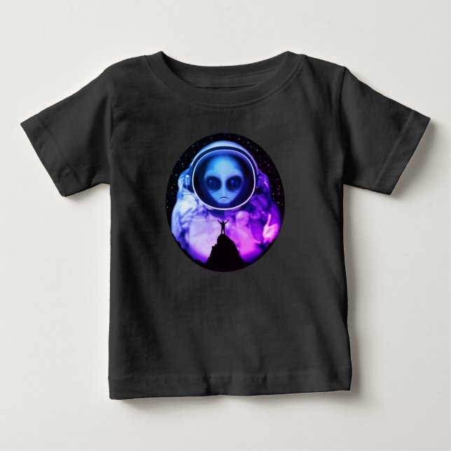 Camiseta De Bebé Astronauta retro alienígena (Anverso)