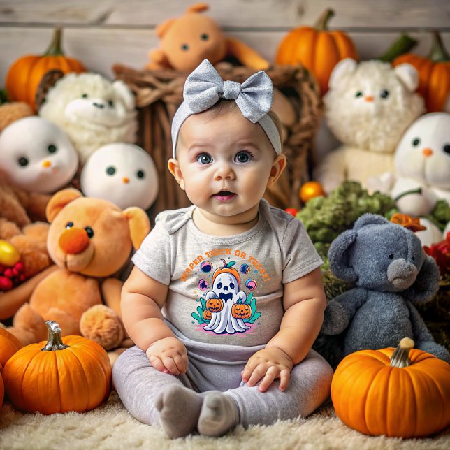 Camiseta De Bebé At Halloween Treat or trick, diaper!" (Subido por el creador)