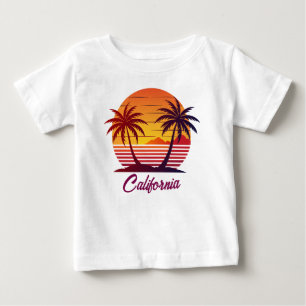 Camiseta De Bebé Atardecer con Vector de Palmeras