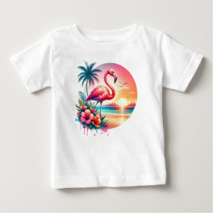 Camiseta De Bebé Atardecer de flamenco rosa Clipart-93938