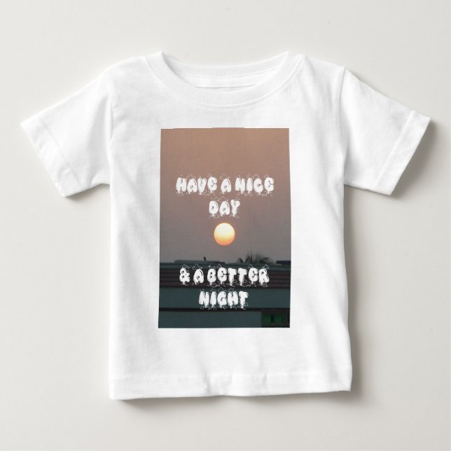 Camiseta De Bebé Atardecer dorado con buenos deseos de día y noche (Anverso)