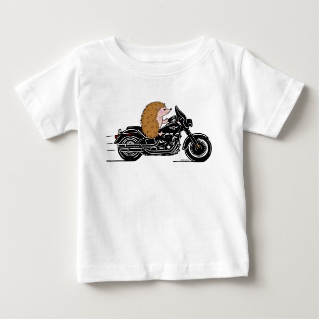 Camiseta De Bebé Atractivo hedgehg que conduce una motocicleta (Anverso)