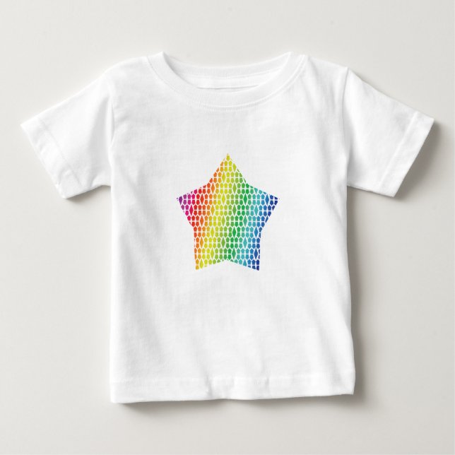 Camiseta De Bebé Audaz estrella del hongo arcoiris y del patrón de  (Anverso)