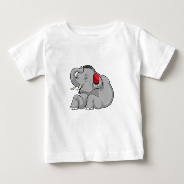 Camiseta De Bebé Audífono de música elefante (Anverso)