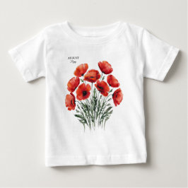 Camiseta De Bebé August Poppy Bloom - Regalo de cumpleaños personal