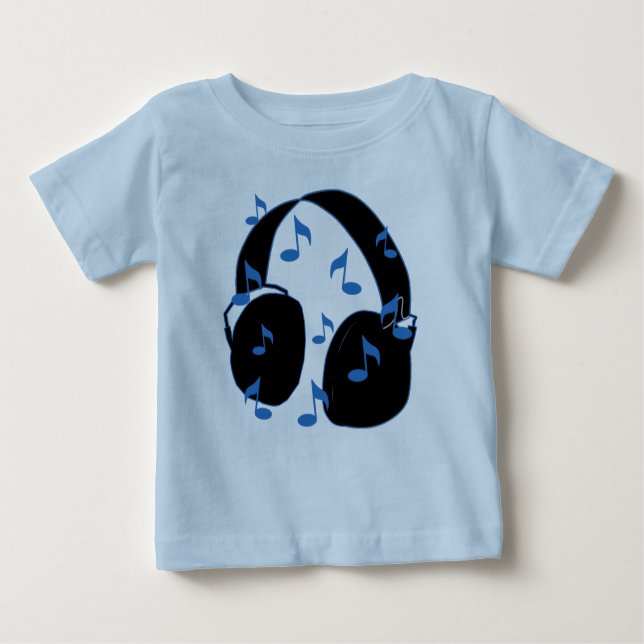 Camiseta De Bebé Auriculares con las notas musicales para el bebé (Anverso)
