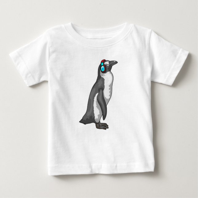 Camiseta De Bebé Auriculares con música pingüino (Anverso)