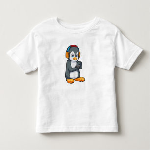 Camiseta De Bebé Auriculares con música pingüino