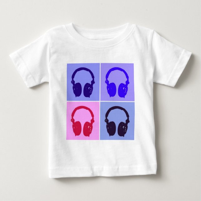 Camiseta De Bebé Auriculares de arte pop (Anverso)