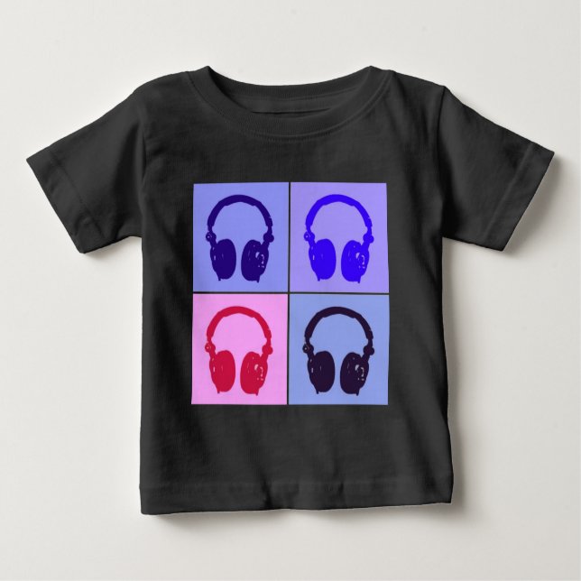 Camiseta De Bebé Auriculares de arte pop (Anverso)