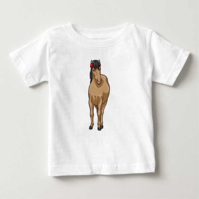 Camiseta De Bebé Auriculares de Música de Caballo (Anverso)