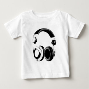Camiseta De Bebé Auriculares en blanco y negro