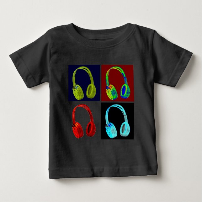 Camiseta De Bebé Auriculares Pop Art (Anverso)